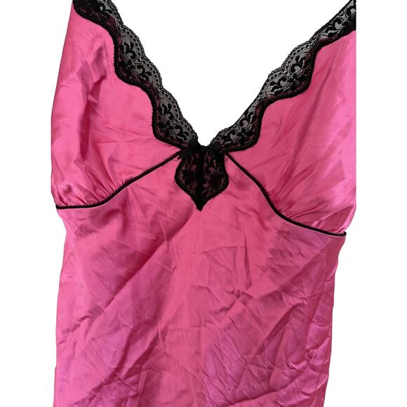 Linea Donatella Women XL Satin Pink Babydoll Chemise Slip Dress Glam Whimsigoth - Picture 2 of 4